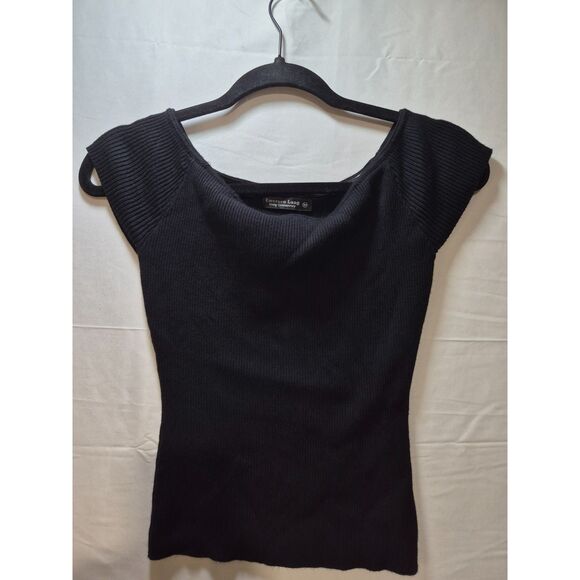 Emerson Lang Black Ribbed Knit Top Women's Medium - Picture 1 of 2
